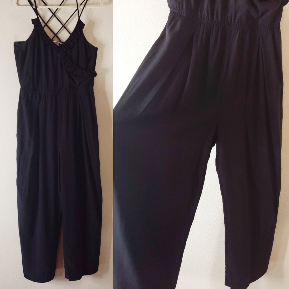 H&M Ruffle Hem Black Jumpsuit